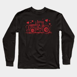 Tractor | Valentines Day Long Sleeve T-Shirt